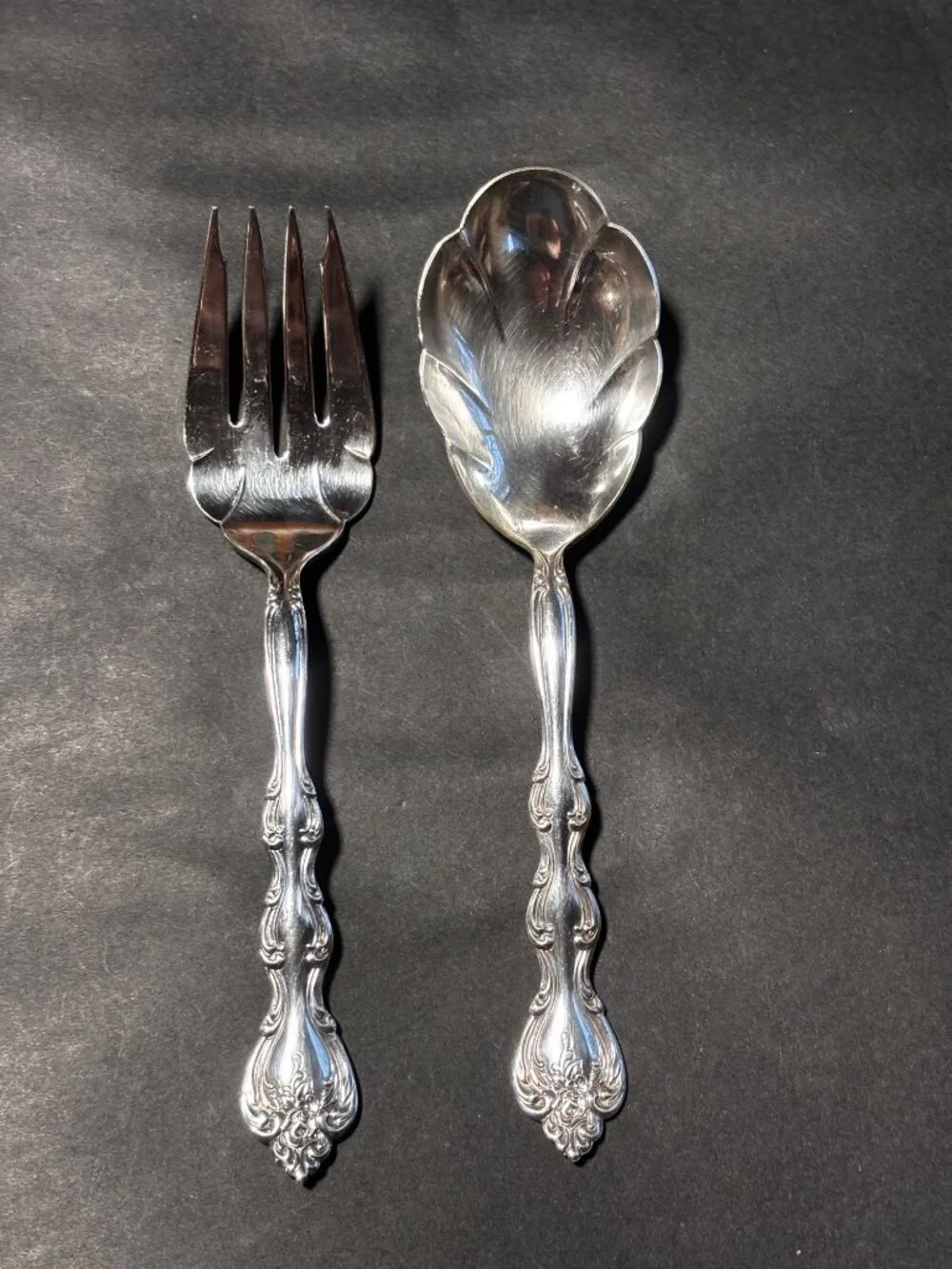 International Silverplate Interlude Pattern Serving Fork & Spoon Set Vintage 70s